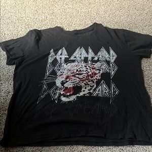 Black Graphic T-Shirt with Leopard Design